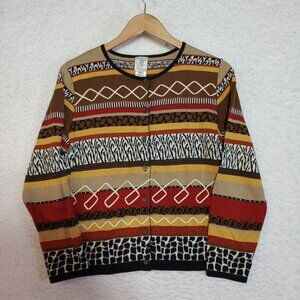 Vintage Fisher Hill Cardigan Sweater Multicolor Stripe Button Down Womens MEDIUM